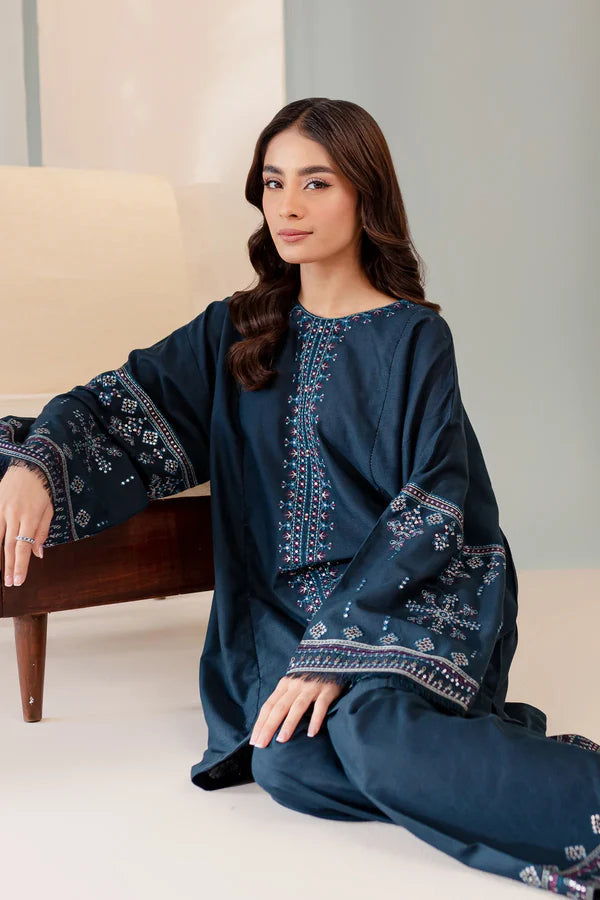 2PC DHANAK EMBROIDRED SHIRT WITH AND TROUSER-BIC-3274