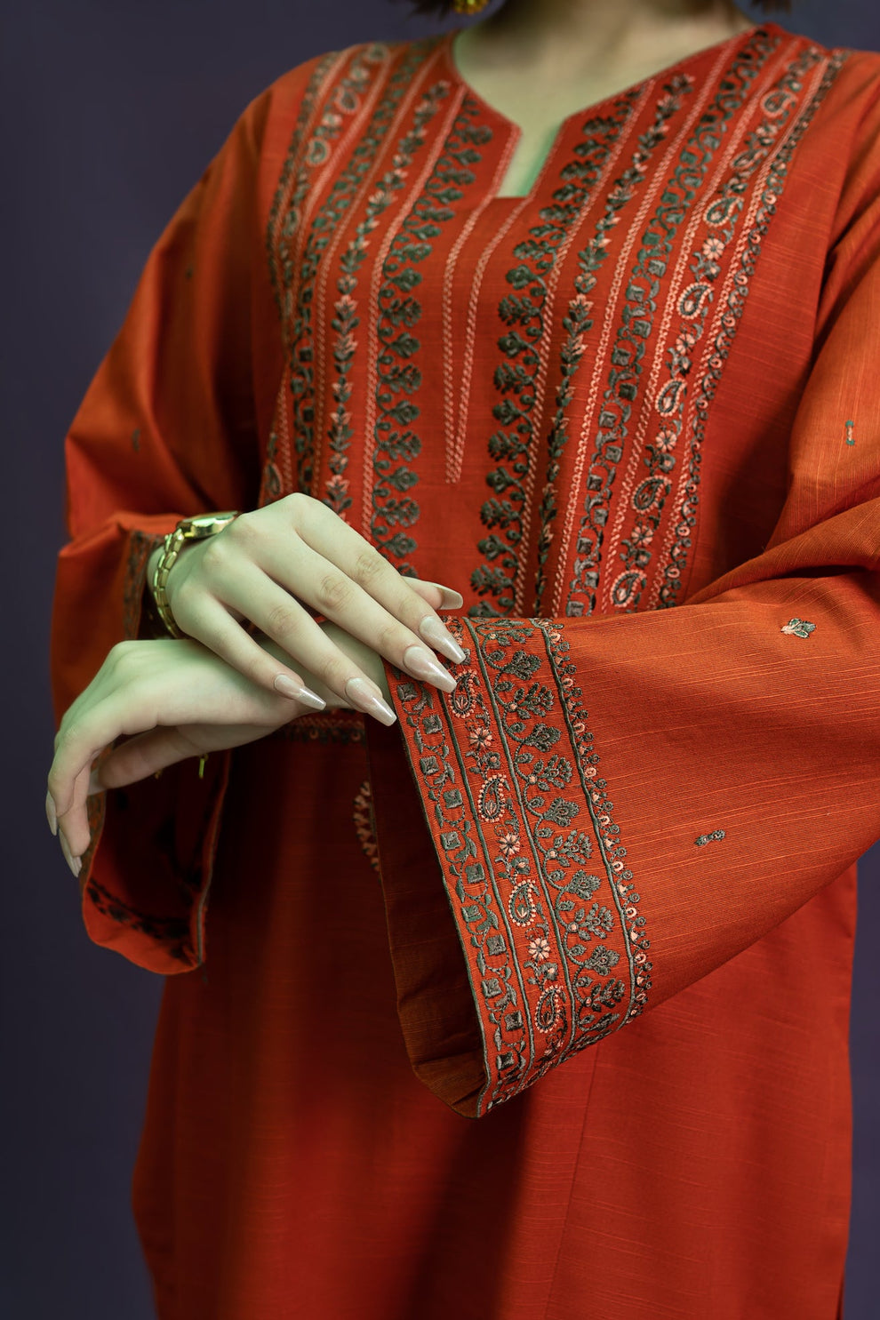 2PC DHANAK EMBROIDRED SHIRT WITH AND EMBROIDRED TROUSER-BIC-3126