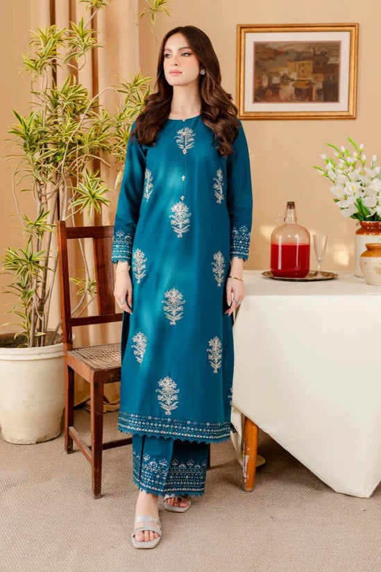 2PC DHANAK EMBROIDRED SHIRT WITH AND EMBROIDRED TROUSER-BIC-3283