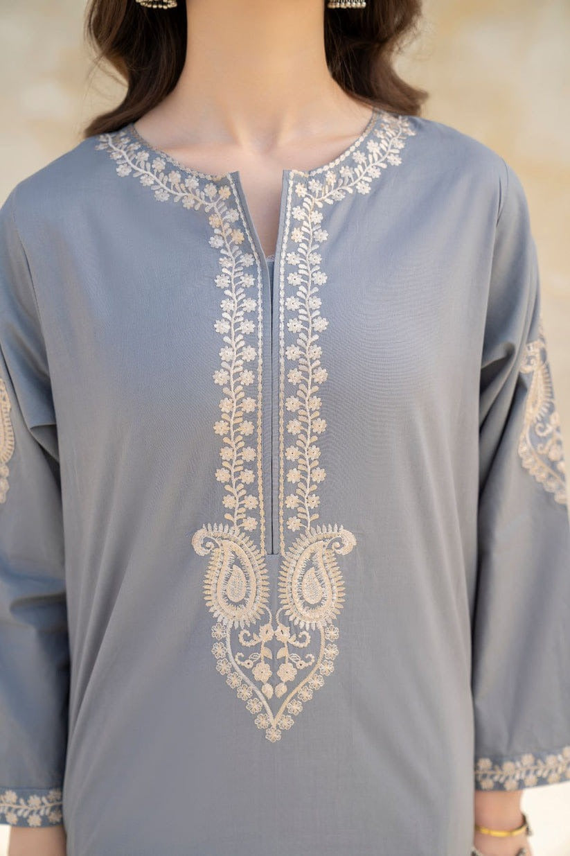 2PC DHANAK EMBROIDERED SHIRT AND TROUSER-BIC- 3235