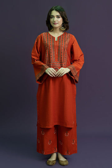 2PC DHANAK EMBROIDRED SHIRT WITH AND EMBROIDRED TROUSER-BIC-3126